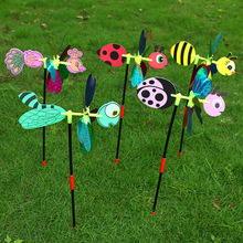 新款卡通亮片昆虫蜜蜂立体小风车户外装饰幼儿园儿童玩具地摊热卖