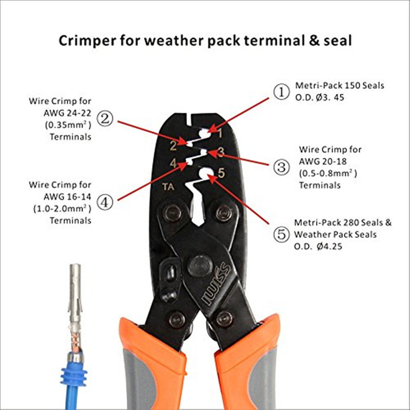 IWS-1424B de automoción a prueba de agua conector terminal alicates DT enchufe conector alicates que prensan 0.5-2.0