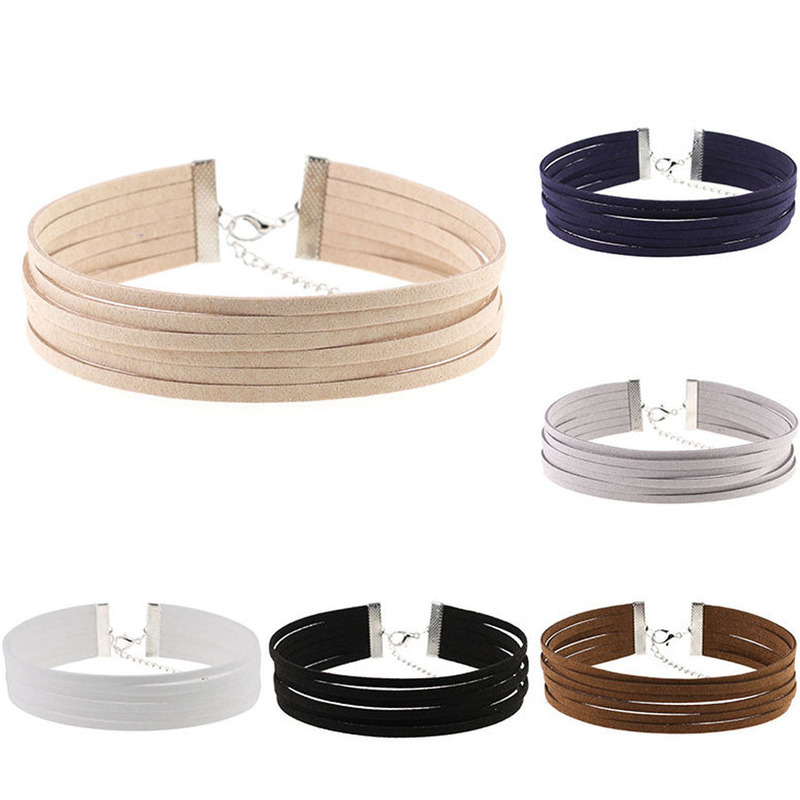 European and American fashion jewelry factory direct versatile simple 6-layer multi-layer flannel short necklace collar clavicle chain women