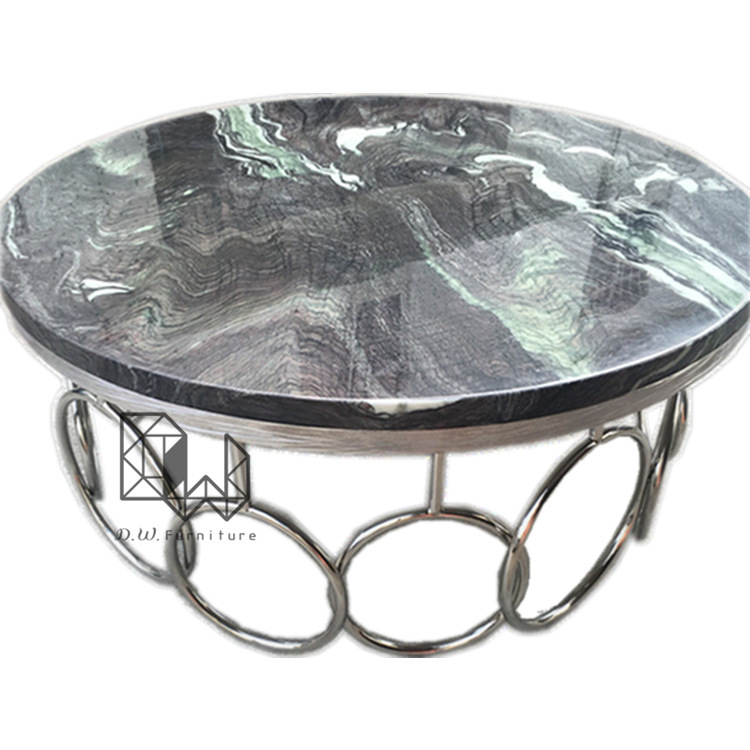 Modern Simple Stainless Steel Hot Wheels Shape Coffee Table Hotel ktv Living Room Marble Surface Round Dining Table