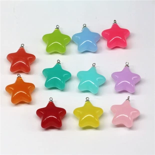 Pendant acrylic star 23–25 mm, assorted colors, DIY jewelry charm