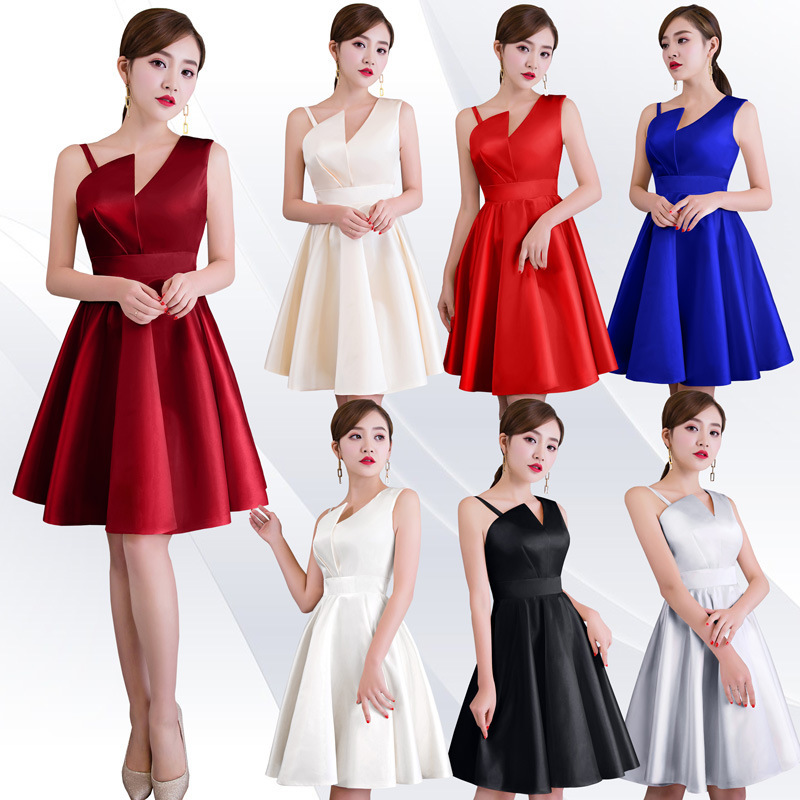 Dress 2026 New Spring/Summer Short European and American Style Bridesmaid Slim Fit Party Mini Dress Women's Evening Dress