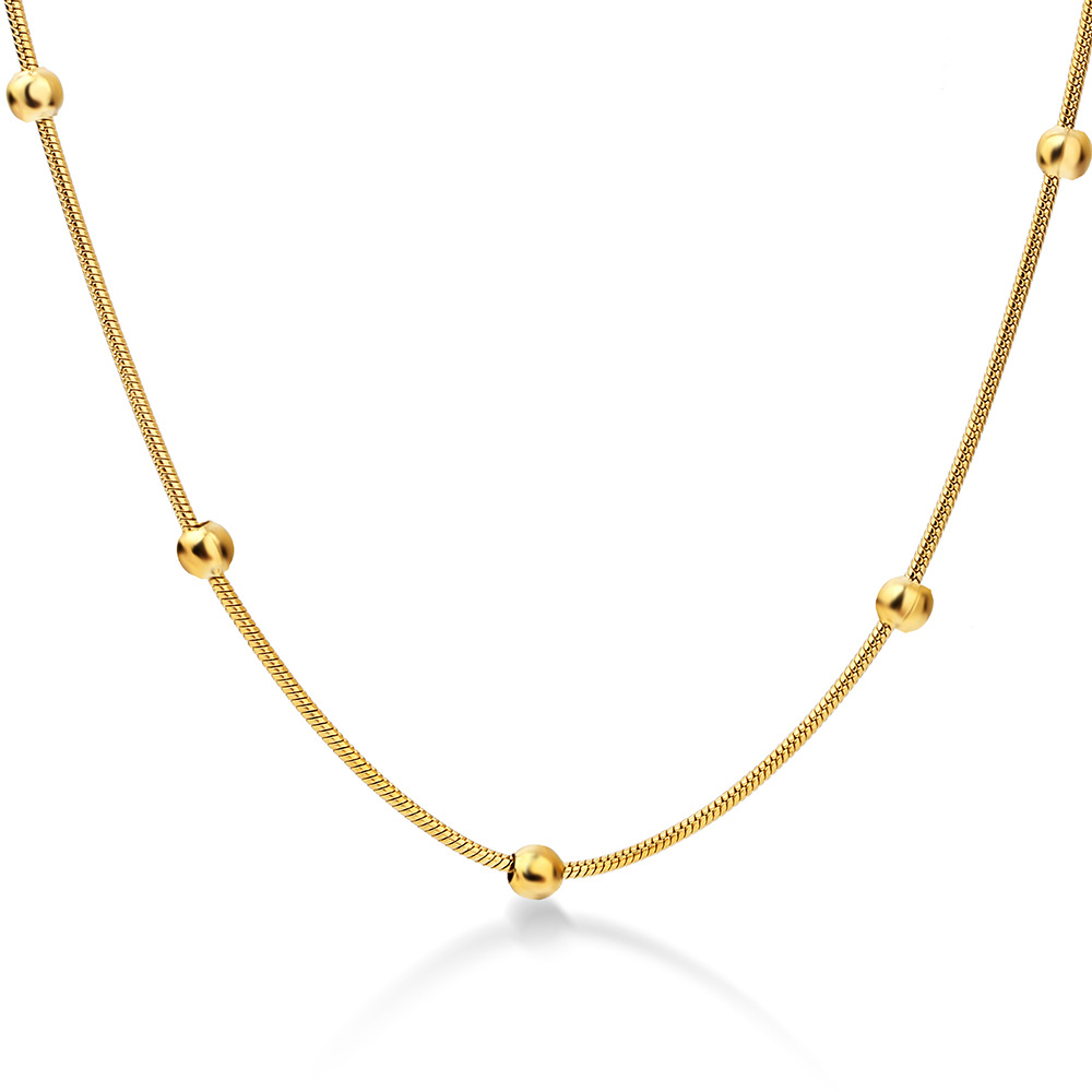 Cadena de serpiente de acero inoxidable personalizada - 1.2mm redonda con perlas y accesorios de acero bañado en oro de 18K - Mayorista de fábrica para Wish/Amazon image 3