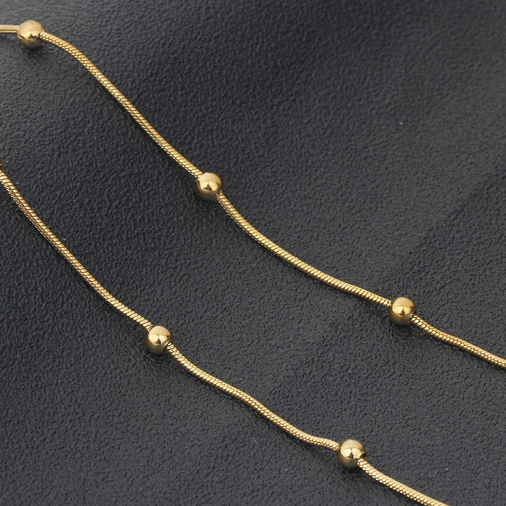 Cadena de serpiente de acero inoxidable personalizada - 1.2mm redonda con perlas y accesorios de acero bañado en oro de 18K - Mayorista de fábrica para Wish/Amazon image 4