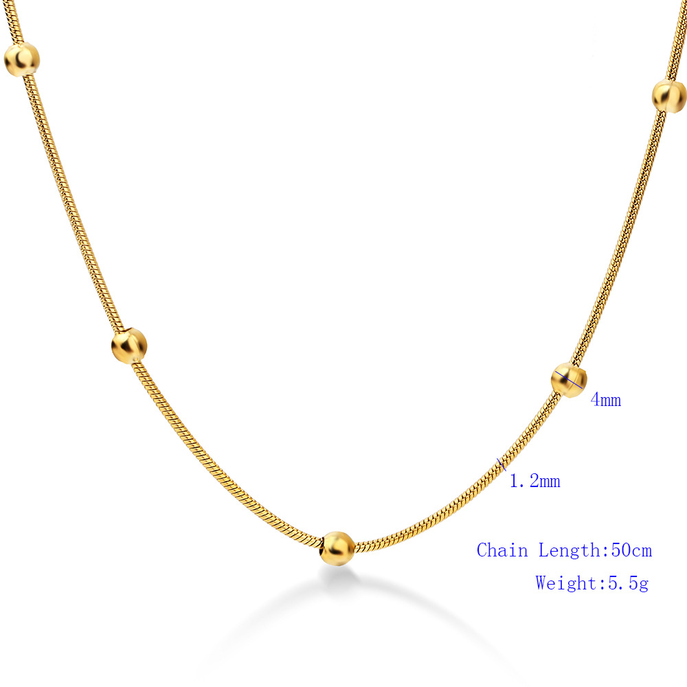 Cadena de serpiente de acero inoxidable personalizada - 1.2mm redonda con perlas y accesorios de acero bañado en oro de 18K - Mayorista de fábrica para Wish/Amazon image 7