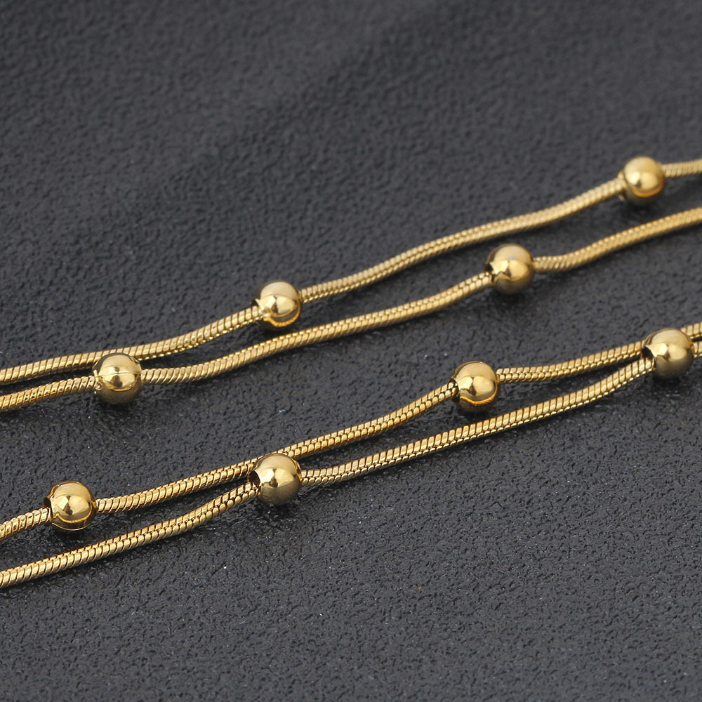 Cadena de serpiente de acero inoxidable personalizada - 1.2mm redonda con perlas y accesorios de acero bañado en oro de 18K - Mayorista de fábrica para Wish/Amazon image 6