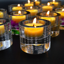 酥油灯座 水晶莲花心经大悲咒供佛灯座蜡烛台灯底座寺庙用品摆件