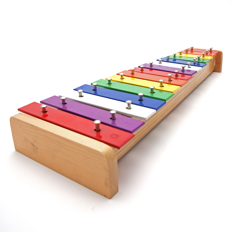 Piano de placa de aluminio de 15 tonos Orff Instrumento de percusión Piano de película de color de 15 tonos Piano de escuela Piano de arco iris de educación temprana para niños