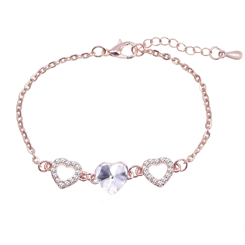 跨境外贸新款爱心心形手饰女式饰品百搭手链小清新手镯欧美首饰