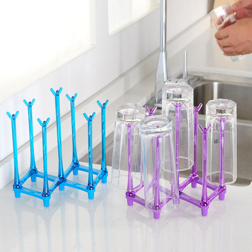 Creative stretchable multi-position drain cup holder, plastic cup holder, glass cup storage rack, upside-down kitchen storage rack