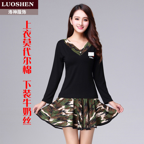 Luoshen 2017 Spring New Square Dance Costume Suit Female Modal Sailor Dance Dance Suit Team Performance Suit