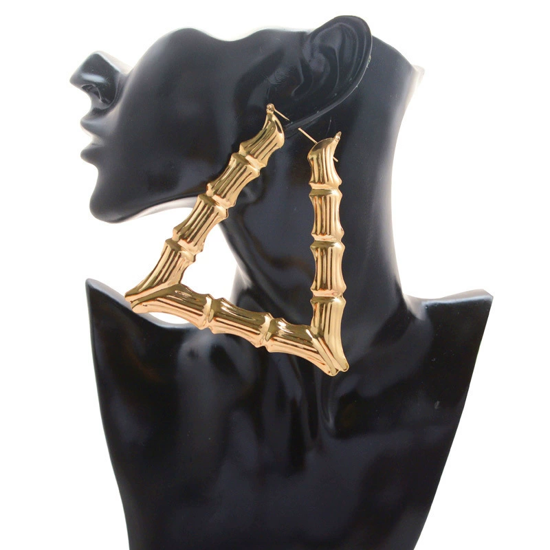 Желание AliExpress европейские и американские преувеличенные Золотые Большие круглые хип-хоп серьги в стиле хип-хоп Бамбуковые серьги