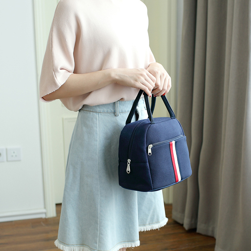 [Lunch Bag] New Fashion Canvas Lunch Bag Environmental Waterproof Lunch Bag Portable Lunch Box Insulation Lunch Bag