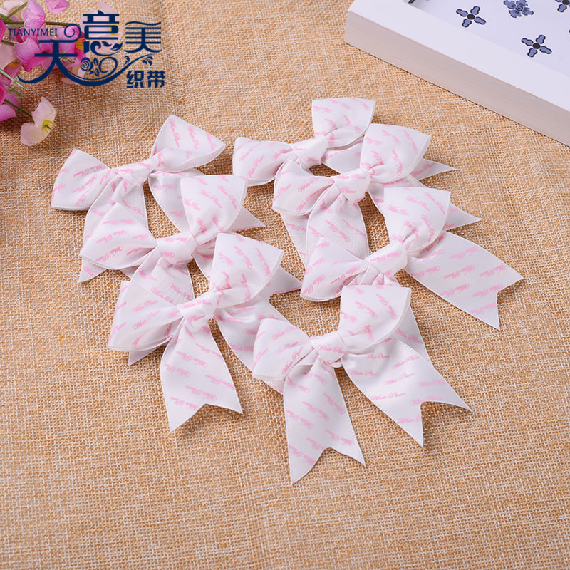 Envío gratuito completo caja de regalo cinta de embalaje arco de cola de milano de poliéster con arco hecho a mano impreso