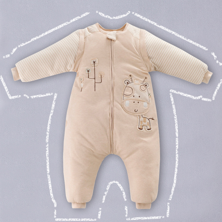 秋冬彩棉儿童分腿睡袋婴幼儿防踢被加厚卡通侧开拉链透气升级清仓