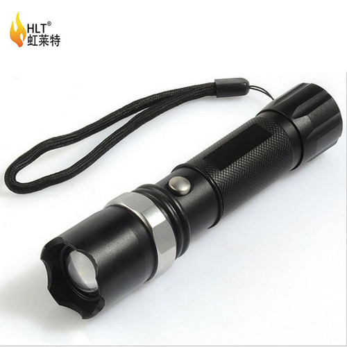Free logo aluminum alloy bright flashlight zoom focus rechargeable lighting outdoor long-range cycling LED flashlight