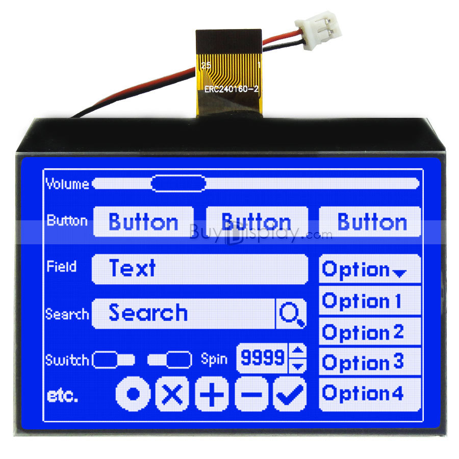 3.4寸超薄LCD240160液晶屏/240x160图形点阵COG液晶模块/蓝底白字