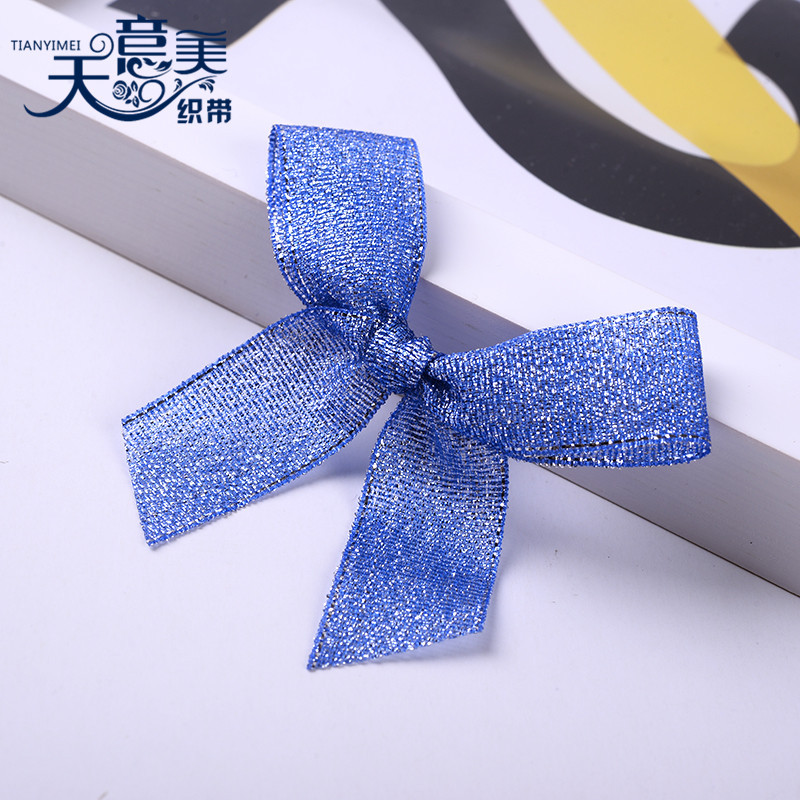 Caja de regalo de cinta de cebolla de color oro y plata arco de cinta de cebolla de color flor pequeña