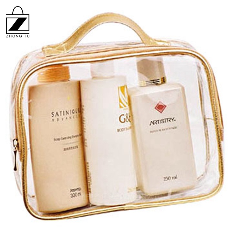 工厂专业生产化妆品塑料袋 拉链手提袋 洗漱用品PVC袋欢迎咨询