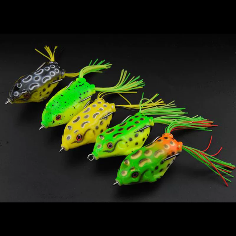 Frog Lure Set 5‑Pack, Soft Baits in Box, Assorted Colors, 65 mm, High-Carbon Hooks
