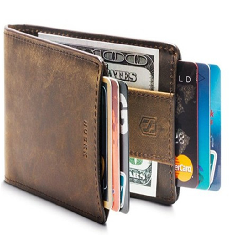 欧美新款RFID男士钱包真皮横短款时尚头层胎牛皮钱夹厂家批发