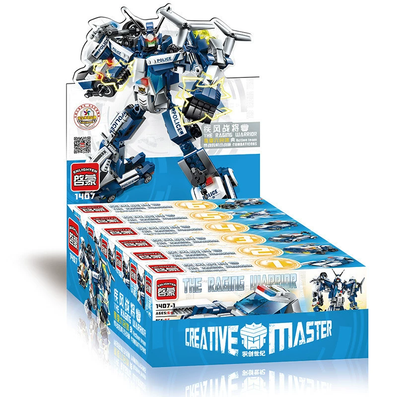 Combined constructor, transformer, intellectual toy, training, police