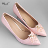 Brand accessory for bride, footwear buckle from pearl, European style, simple and elegant design, wholesale