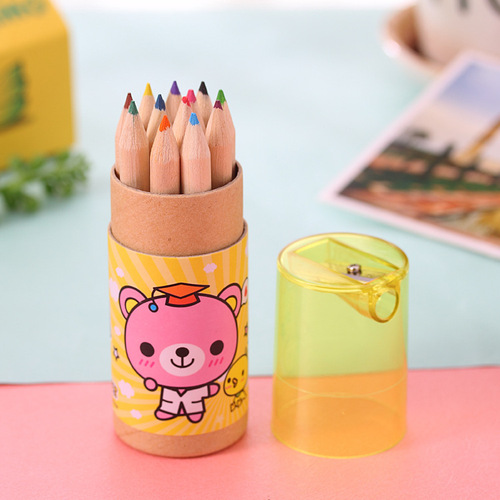 Dropshipping Cute Doctor Bear Colored Pencils Primary School Students 12 Color Lead Cartoon Bucket Drawing Pencils T