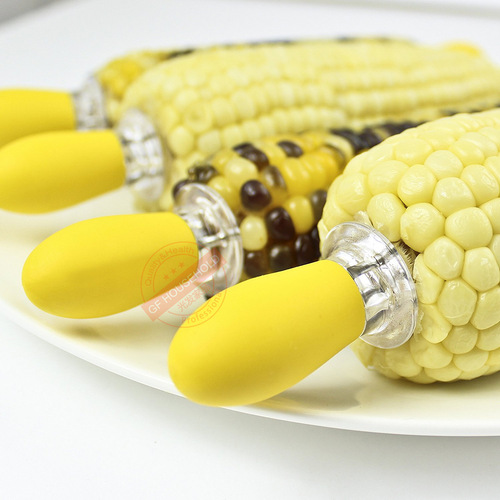 Stainless steel corn fork barbecue corn insert handle barbecue needle corn needle anti-scalding barbecue fork silicone fruit fork