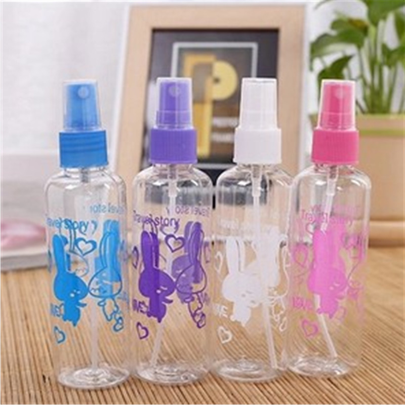 100ml彩色印花塑料喷雾瓶 旅行携带化妆水分装瓶 2元店地摊超市