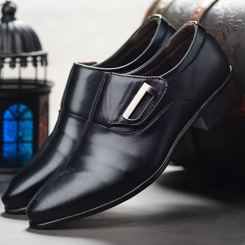 Men's leather shoes 2024 new model, men's business formal pointed leather shoes, versatile casual slip-on shoes, breathable, available for dropshipping