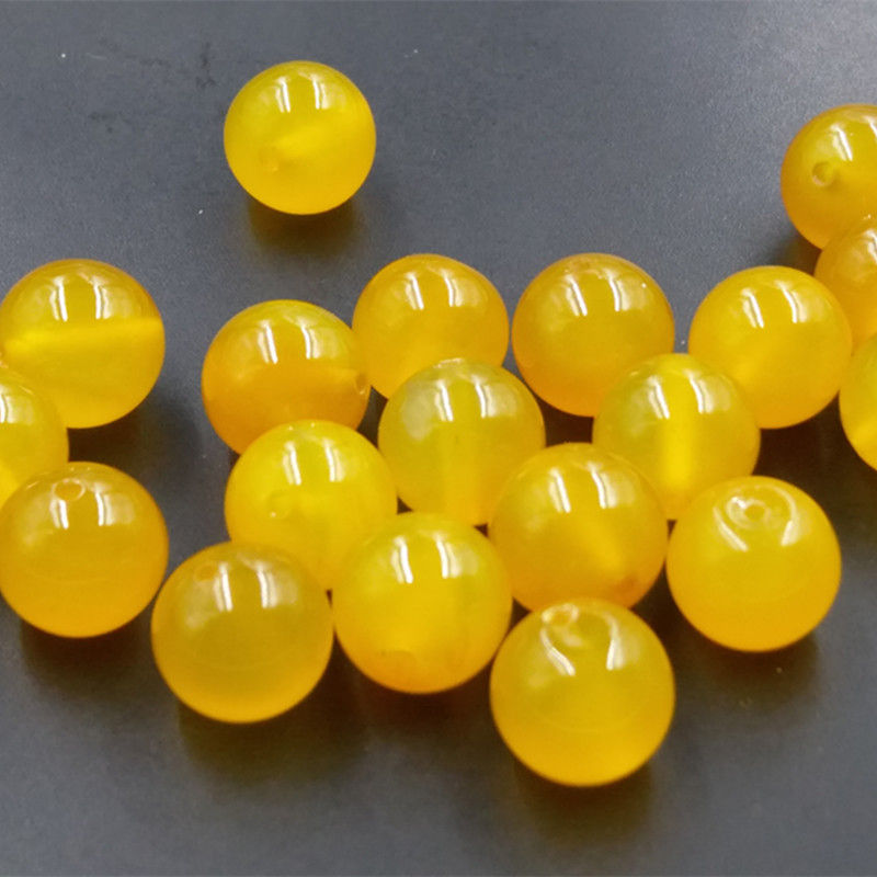 agate yellow round beads