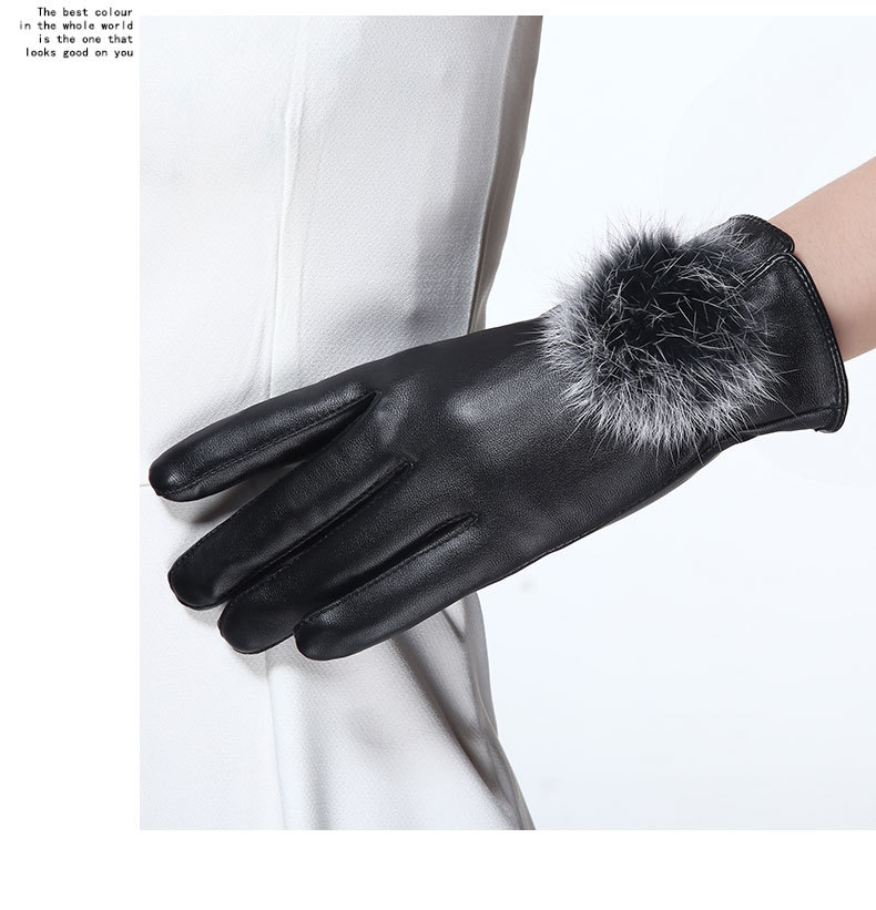 Guantes de estudiante mujer invierno equitación al aire libre a prueba de viento cálido pantalla táctil forrado de lana engrosada invierno guantes de cuero señoras al por mayor