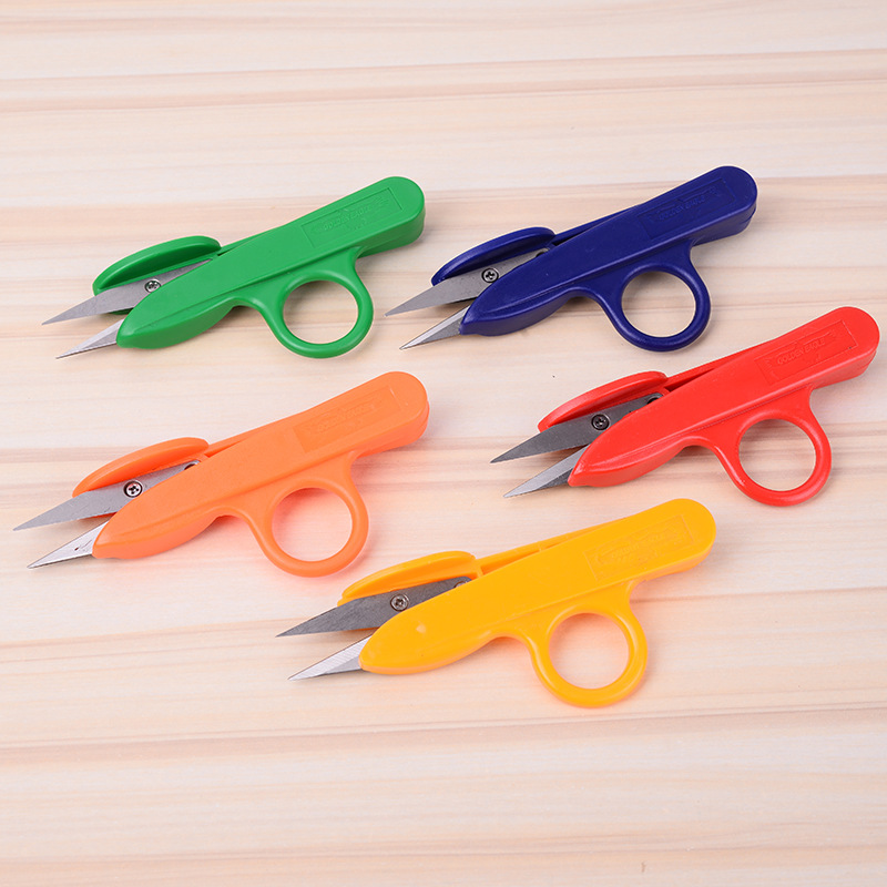 厂家批发剪刀TC一800带圈手柄彩塑不锈钢弹簧缝纫家用工业小剪刀.