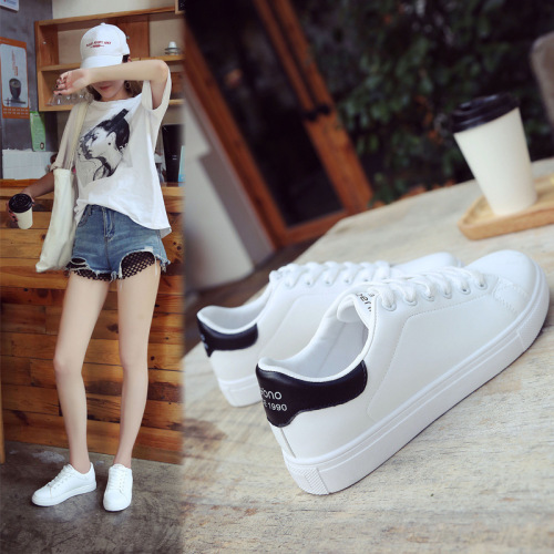 Spring New White Shoes Female Internet Celebrities Korean Style Student Lace-up Sneakers Flat-soled Sports and Casual Women's Shoes 6608