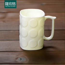 骨质瓷纯白骨瓷杯方杯子马克杯水杯奶杯咖啡杯早餐杯创意浮雕新款