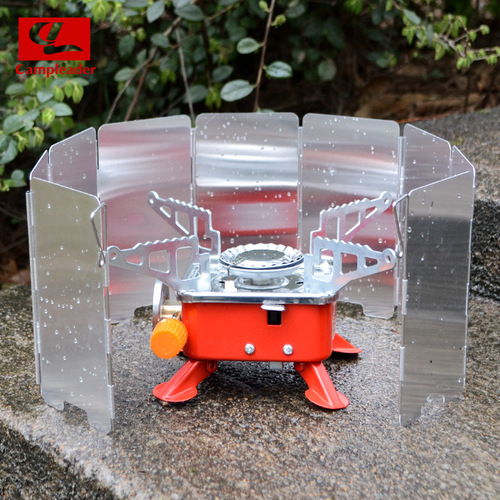 Outdoor stove head windshield stove windshield 9-piece aluminum alloy windshield folding picnic windshield with latch