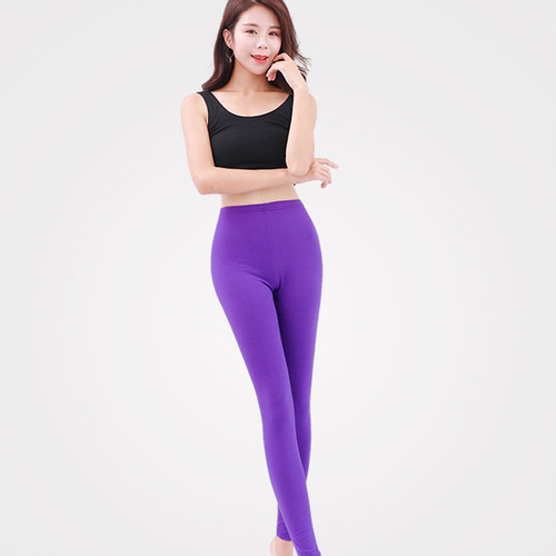 Women's pure cotton high-waisted autumn leggings single piece thin warm pants tight thread elastic cotton wool pants spring autumn winter