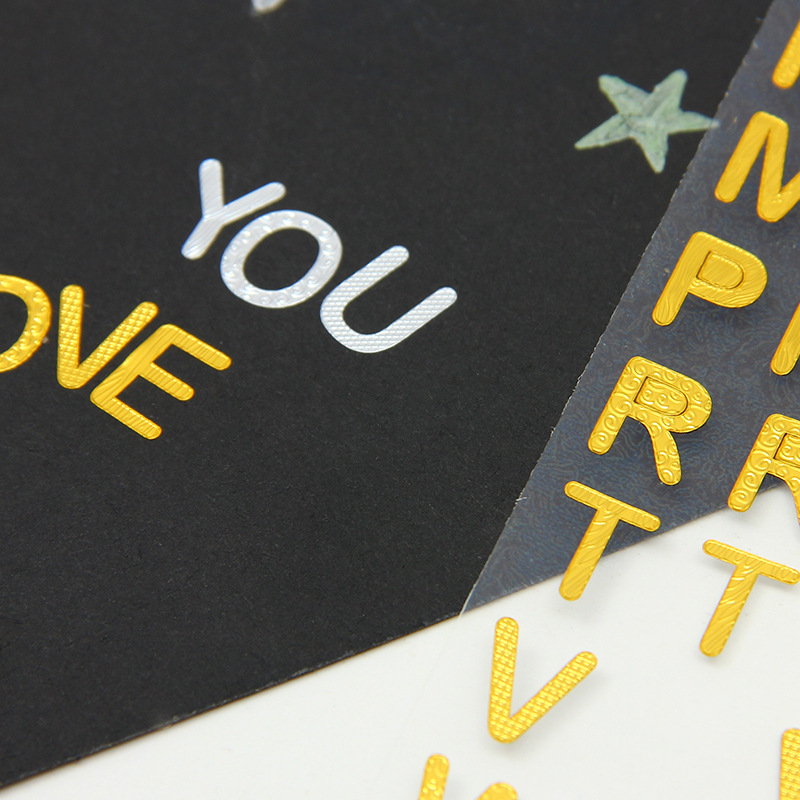 Cuenta DE LA MANO decoración diario pegatinas Amazon pegatinas transfronterizas 6 opciones Dorado estampado de plata letras y números pegatinas DIY álbum