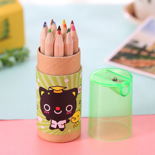 Dropshipping Cute Doctor Bear Colored Pencils Primary School Students 12 Color Lead Cartoon Bucket Drawing Pencils T