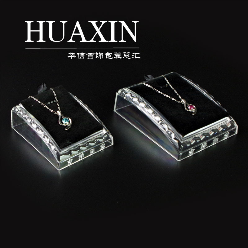 Transparent Organic Injection Pendant Seat-occupying Acrylic Necklace Display Stand Semi-circular Counter Display Props Double-sided Pad