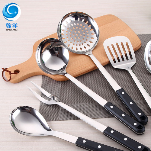 Stainless steel black pearl kitchenware cooking spoon and spatula set kitchen utensils stainless steel colander spoon spatula manufacturer wholesale