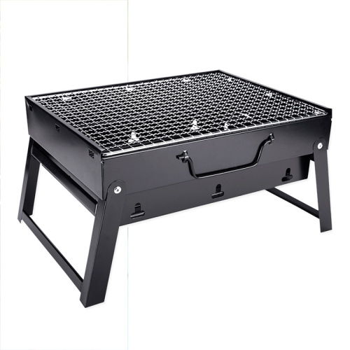 Barbecue grill outdoor outdoor charcoal household folding carbon small barbecue grill full set of tools stove large black steel stove