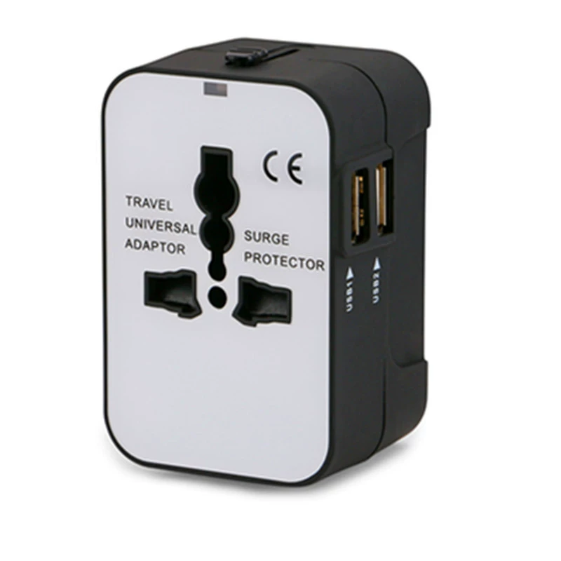 Переходник универсальный BISON202 с двумя USB 2.21A, заводская поставка, глобальный универсальный конвертер