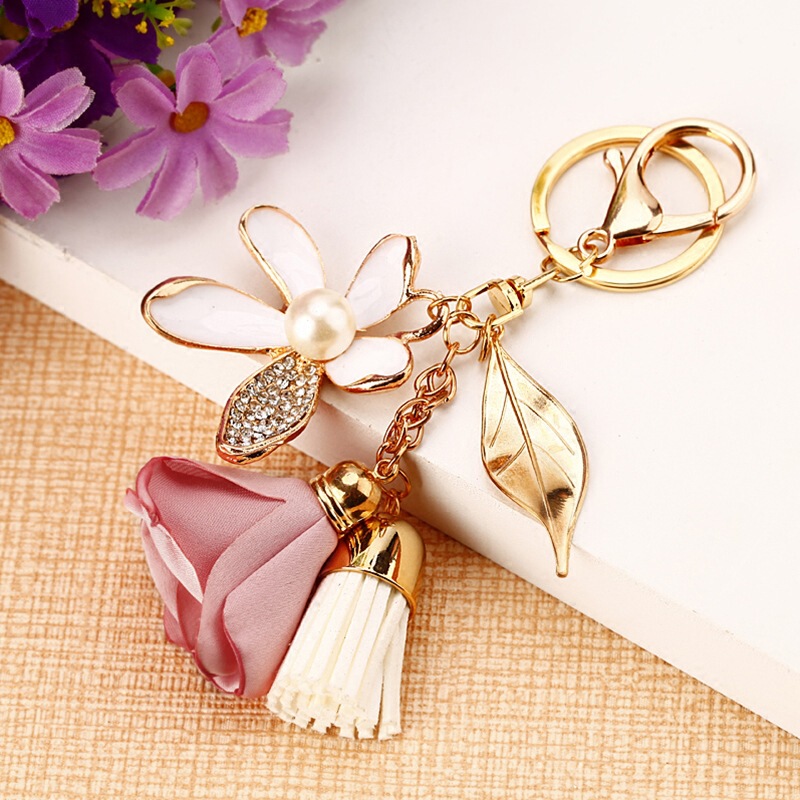 Girly Heart Flower Car Keychain Women's Metal Bag Pendant Key Chain Ring Creative Aliexpress Gift Wholesale