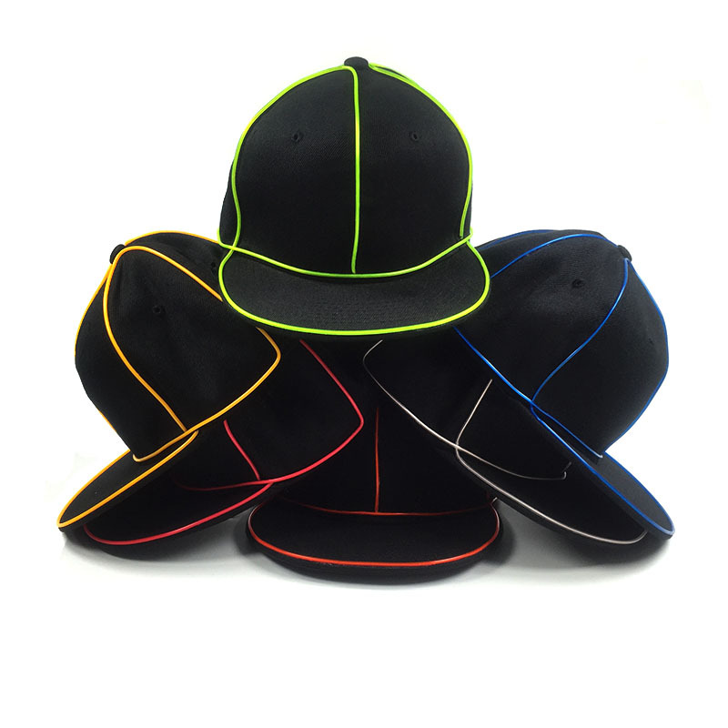 Fábrica nuevo borde plano el casquillo luminoso hombres y mujeres luminoso gorra de béisbol hiphop hip hop moda fluorescente hip hop sombrero