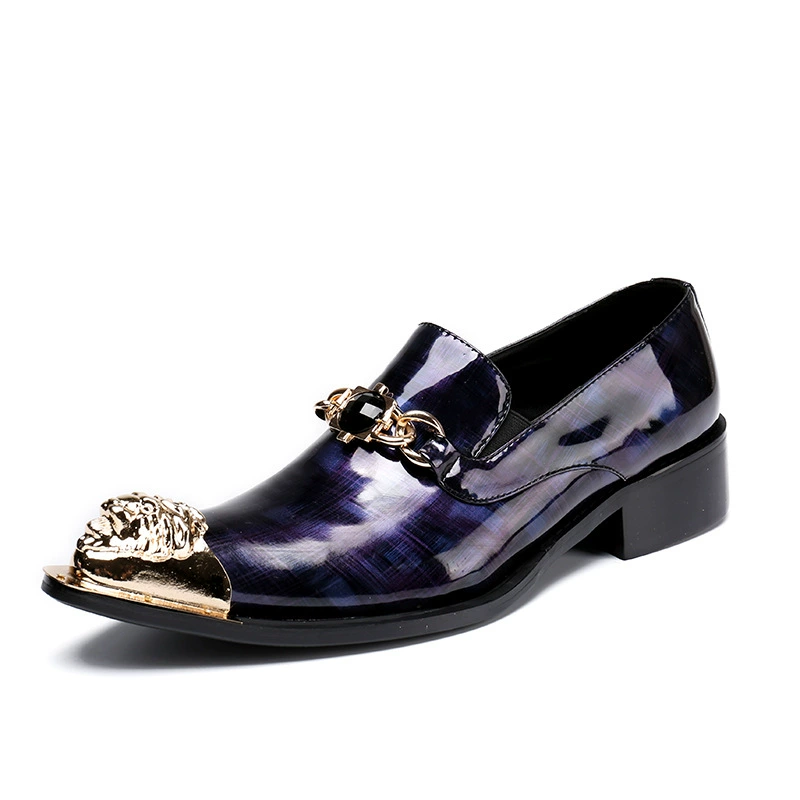 Летние британские деловые повседневные мужские кожаные туфли с острым носком без шнуровки, Яркие Кожаные молодежные модные туфли без шнуровки, корейские свадебные туфли для мужчин