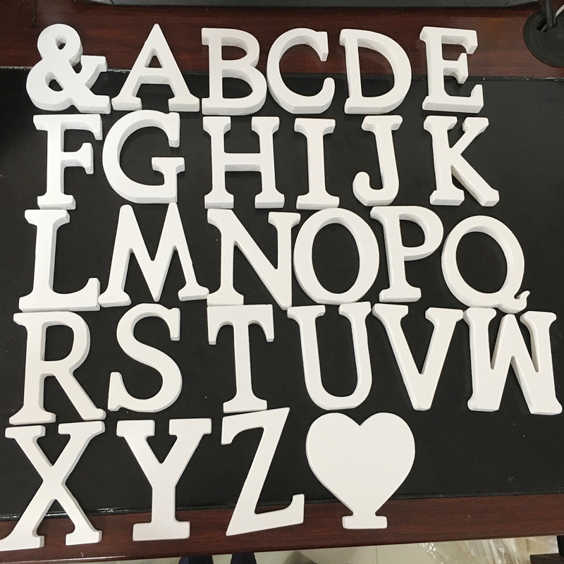 Factory direct English letter ornaments 26 letters 8cm high white wooden home wedding decoration shooting Road Factory direct English letter ornaments 26 letters 8cm high white wooden home wedding decoration shooting Road