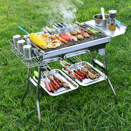 BBQ grill outdoor portable folding grill outdoor skewers thickened stainless steel grill household grill