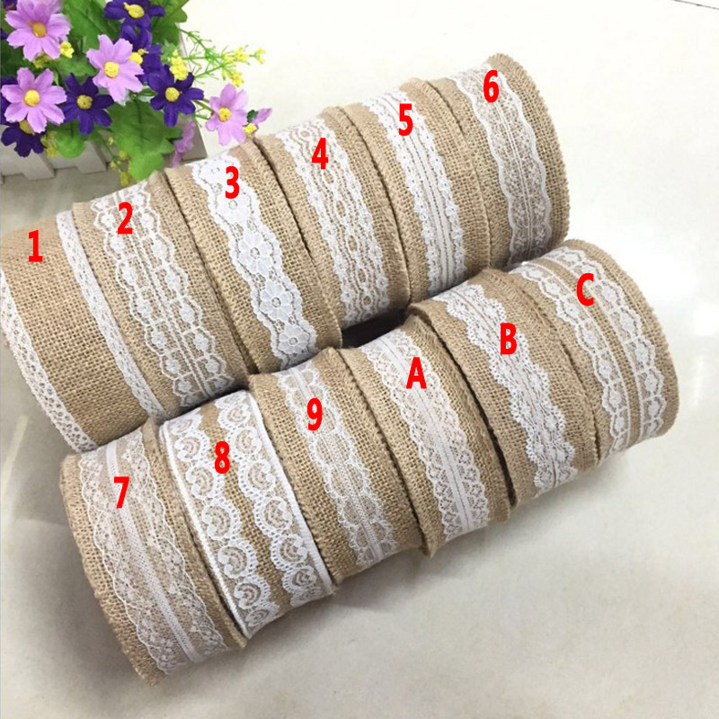 厂家直销 DIY手工圣诞工艺麻布卷蕾丝卷 蕾丝麻布卷 5CM 颜色可选